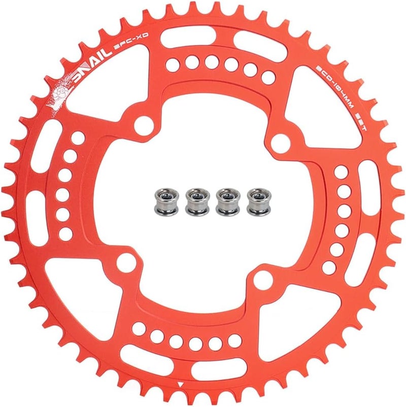 FOMTOR 104 BCD Chainring (30-52T) 7-12 Speed Compatible CNC 7075 Aluminum Narrow Wide Tooth Round Oval Chainrings for MTB/Road Bike Ebike Chainwheel Black/Red - Image 1